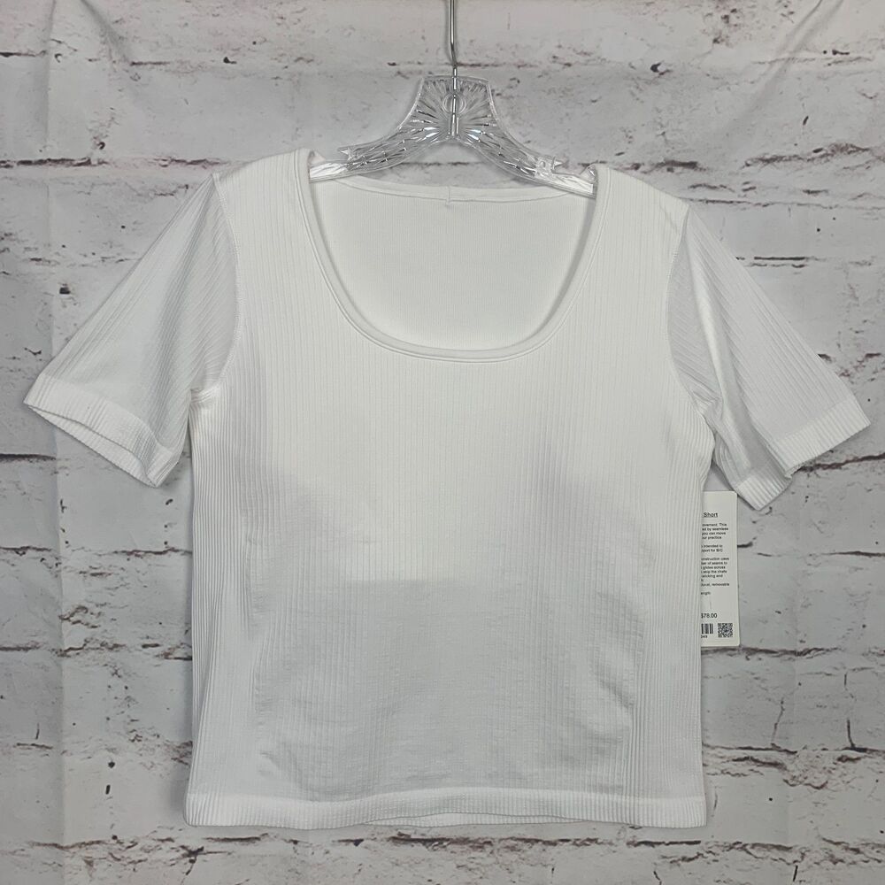 LULULEMON Ebb to Street Short Sleeve Shirt Women's 14 White Workout Tee T-shirt - Picture 1 of 7